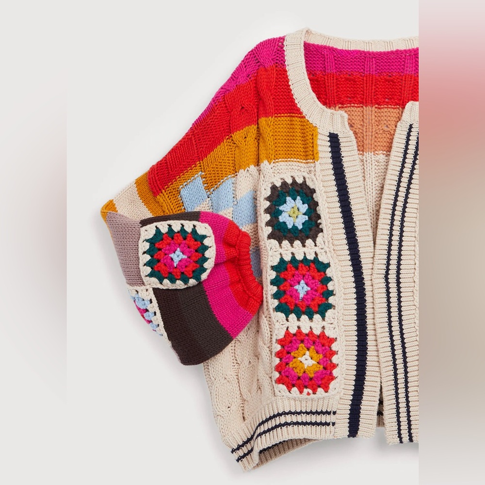 Anthropologie -SAACHI Square Checkered Multi Pattern Cardigan Sweater - Picture 3 of 7